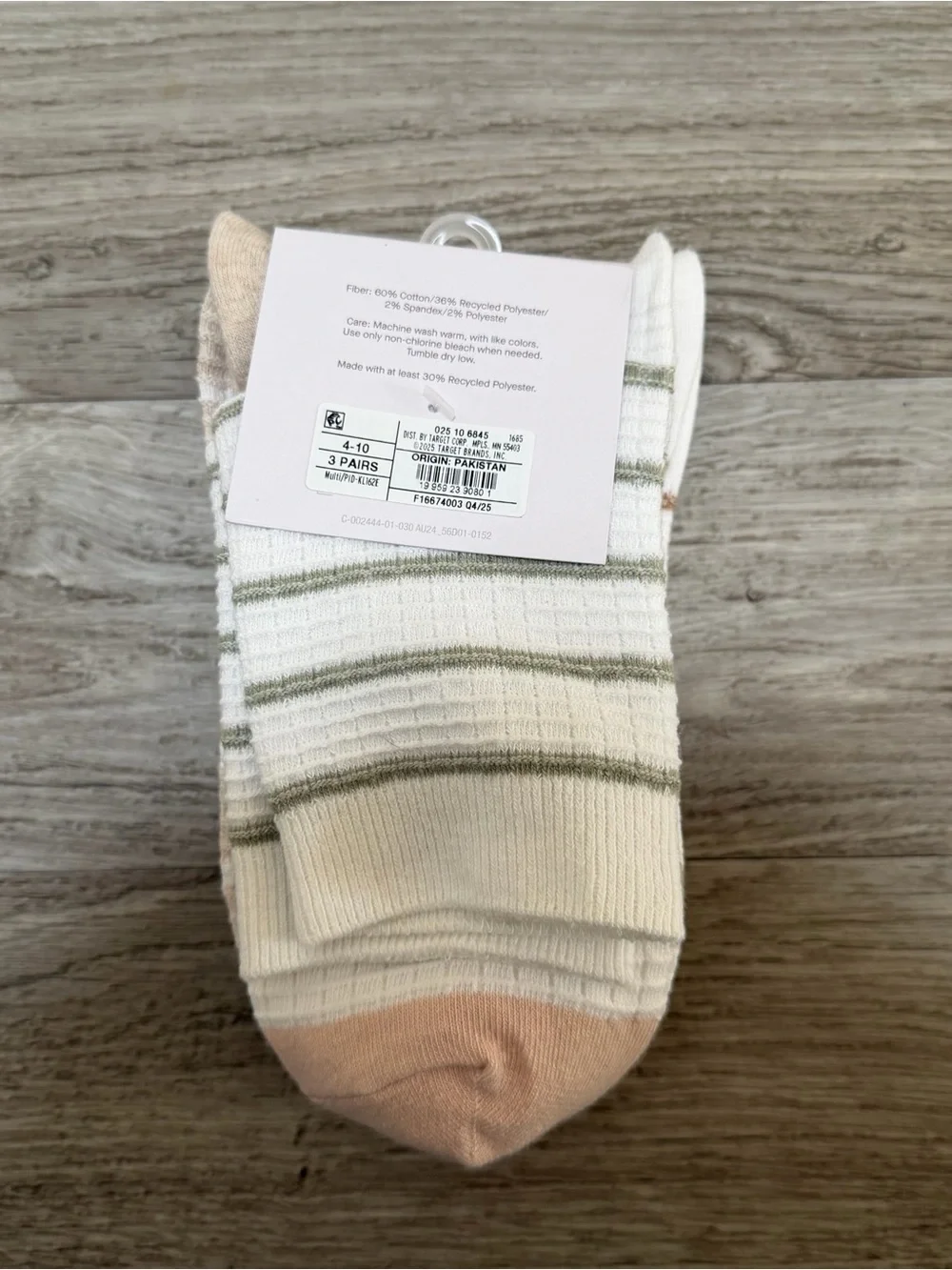 Auden Striped Waffle Textured Mid Crew Socks 3 Pairs